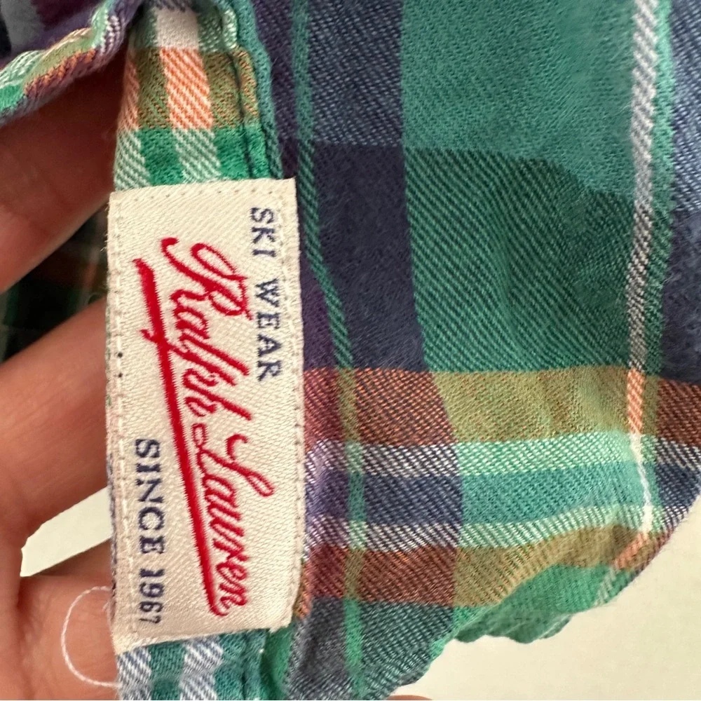 Ralph Lauren Green Navy Red Plaid Cotton Shirt Dress